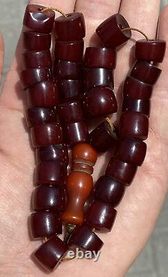 Antique Cherry Amber Bakélite Faturan Perles De Prière Islamique