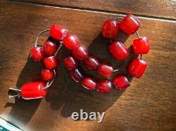 Antique Cherry Amber Bakelite Faturan Prayer Beads Komboloi 45 Grammes Extra Rare