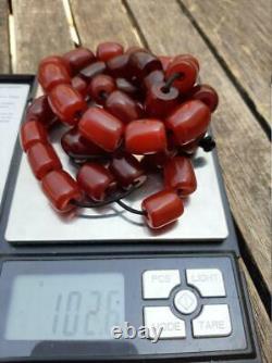 Antique Cherry Amber Bakélite Faturan Tesbih Misbaha Perles De Prière Veins 102grams