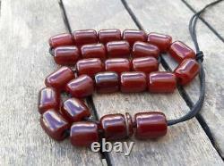 Antique Cherry Amber Bakélite Faturan Tesbih Misbaha Prière Vieilles Perles Veins 39gr