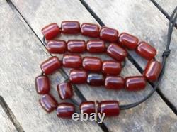 Antique Cherry Amber Bakélite Faturan Tesbih Misbaha Prière Vieilles Perles Veins 39gr