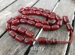 Antique Cherry Amber Bakélite Faturan Tesbih Misbaha Vieille Perles De Prière Veins 39gr
