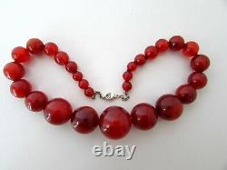 Antique Cherry Amber Bakelite Gradulal Spheres Necklace 103g 925 Clasp Essais