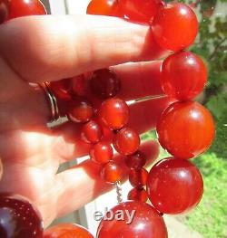 Antique Cherry Amber Bakelite Gradulal Spheres Necklace 103g 925 Clasp Essais