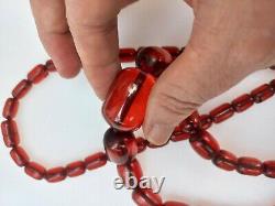 Antique Cherry Amber Bakelite Perles Collier 86gms Faturan Prière Worry Tasbih