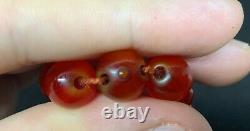 Antique Cherry Amber Bakélite Vein Perles De Prière Rosaire Rare Simichrome Test 26 G