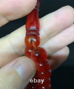Antique Cherry Amber Bakélite Vein Perles De Prière Rosaire Rare Simichrome Test 26 G