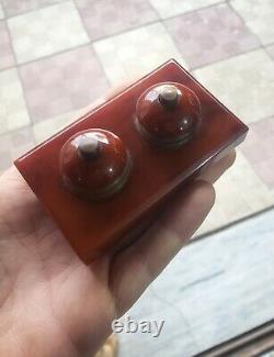 Antique Cherry Amber Faturan Bakelite Art Déco, (desk Bell Push Buttons)