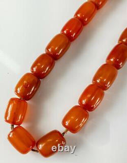 Antique Cherry Amber Honey Bakelite Faturan Catalin Prayer Necklace 54,2 Grammes