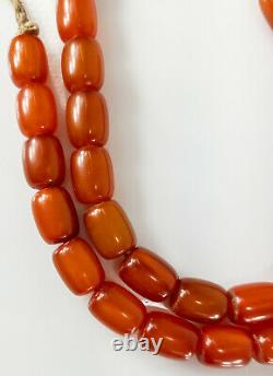 Antique Cherry Amber Honey Bakelite Faturan Catalin Prayer Necklace 54,2 Grammes