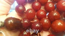 Antique Cherry Amber Rare Faturan Bakelite Prière Perles Islamiques Veines Misbaha