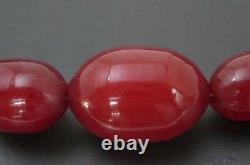 Antique Cherry Amber Red Bakelite Faturan Art Déco Perles Graduated Collier 48gr