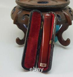 Antique Cherry Amber & Solid Siver Cigarette Holder Cas