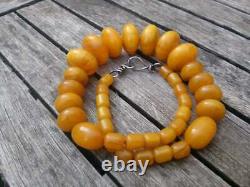 Antique Cherry Yellow Amber Bakelite Islamique Beads Necklace 119.4gr Avec Vins
