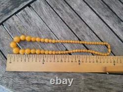 Antique Cherry Yellow Amber Bakelite Islamique Beads Necklace 48.4gr Avec Vins