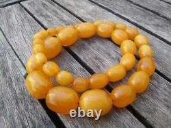 Antique Cherry Yellow Amber Bakelite Islamique Beads Necklace 95,6gr Avec Vins