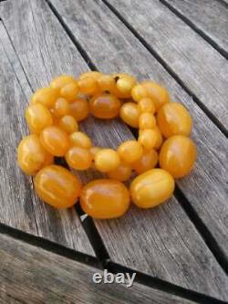 Antique Cherry Yellow Amber Bakelite Islamique Beads Necklace 95,6gr Avec Vins