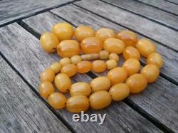 Antique Cherry Yellow Amber Bakelite Islamique Prayer Beads Necklace 107.1gr Veins