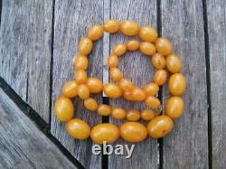 Antique Cherry Yellow Amber Bakelite Islamique Prayer Beads Necklace 71,3gr Veins