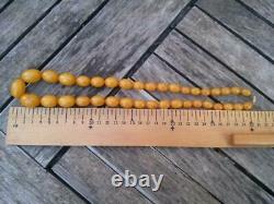 Antique Cherry Yellow Amber Bakelite Islamique Prayer Beads Necklace 71,3gr Veins