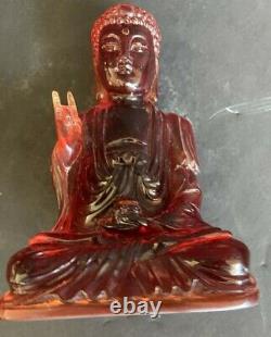 Antique Chinois Amber Sculpté Kwan-yin Figurine 7.5