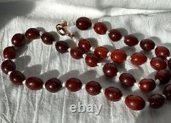 Antique Chinois Qing Ming Baltic Butterscotch Cherry Amber Bead Collier