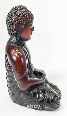 Antique Chinois Sino Tibétain Cerise Baltique Ambre Assis Bouddha Figure