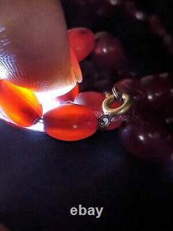 Antique Cludy Cherry Amber Berrel Perles Backlite Collier