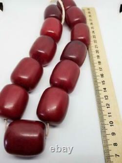 Antique Faturan Art Déco Cerise Amber Bakelite Veins Damari Beads Collier 336gr