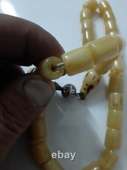 Antique Faturan Bakelite Nervures Misky Damari Perles De Prière Collier 82 Gramme