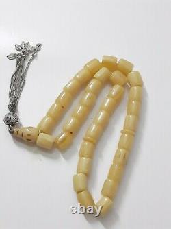 Antique Faturan Bakelite Nervures Misky Damari Perles De Prière Collier 82 Gramme