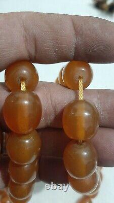 Antique Faturan Bakelite Veines Misky Collier Perles De Prière 112 Gramme 49 Perles