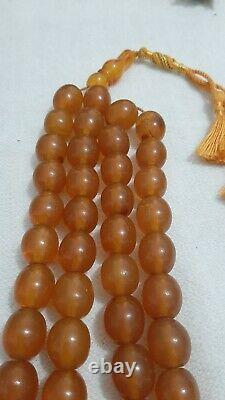Antique Faturan Bakelite Veines Misky Collier Perles De Prière 112 Gramme 49 Perles