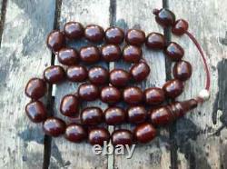Antique Faturan Cherry Amber Bakélite Islamique Misbaha Tesbih Perles De Prière 100gr