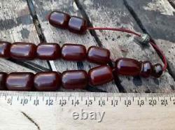 Antique Faturan Cherry Amber Bakélite Islamique Tesbih Vieille Veins Perles De Prière 90gr