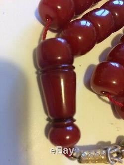 Antique Faturan Cherry Amber Bakélite Prière Bead (86g Sans Argent)