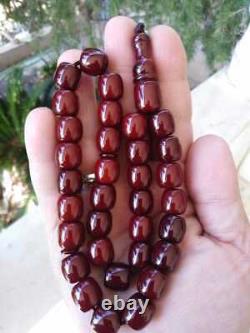 Antique Faturan Ottoman Cerise Bakélite Ambre Perles De Prière Authentiques Islamiques