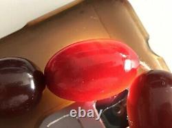 Antique Faturana Cherry Amber Bakelite Grandes Perles 147 Grammes