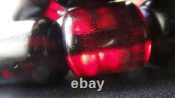 Antique Islamique Pouf Cherry Bakélite Amber Misbaha Faturan Perles 102gr