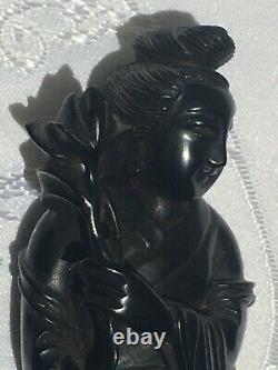 Antique Main-sculptée Rubis Chinois Ambre-rétroéclairé Guan Yin République Période 1912-49