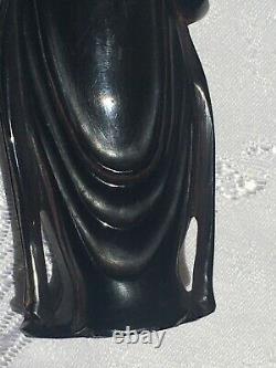 Antique Main-sculptée Rubis Chinois Ambre-rétroéclairé Guan Yin République Période 1912-49