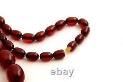 Antique Marbled Cherry Amber Bakelite Beads Collier 69g