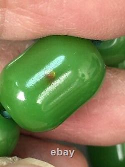 Antique Miscky Green Damari Cherry Amber Bakélite Prière Islamique 33 Perles 76g