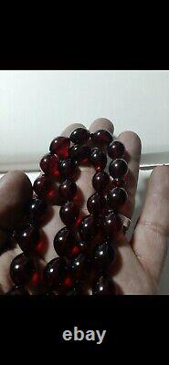 Antique Misky Bakélite Cerise Ambre Prayer Tasbih Beads 52.1 Gram
