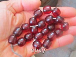 Antique Ottoman Cherry Amber Bakelite Atesh Kehribar Prayer Beads 57gr.