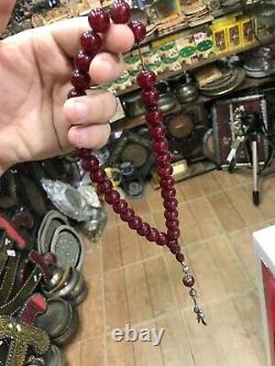Antique Ottoman Faturan Cerise Ambre Bakélite Perles De Prière Islamiques Livraison Gratuite
