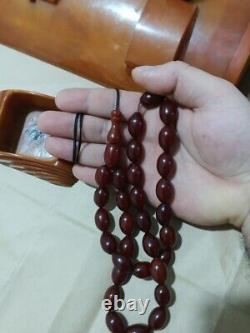 Antique Ottoman Faturan Rosaire Cerise Bakélite Ambre Perles 70 Grams 31 Perles