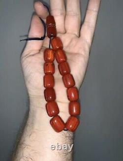 Antique Ottoman Faturan Rosary Red Cherry Amber Bakelite Prayer 13 Perles 44gr