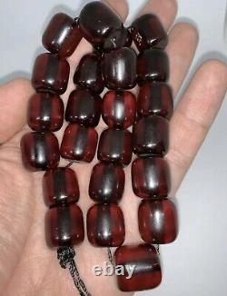 Antique Ottoman Faturan Rosary Red Cherry Amber Bakelite Prayer 23 Perles 80gr