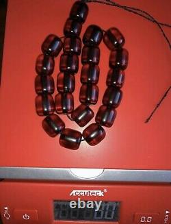 Antique Ottoman Faturan Rosary Red Cherry Amber Bakelite Prayer 23 Perles 80gr